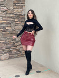 In To You Red Leather Mini Skirt